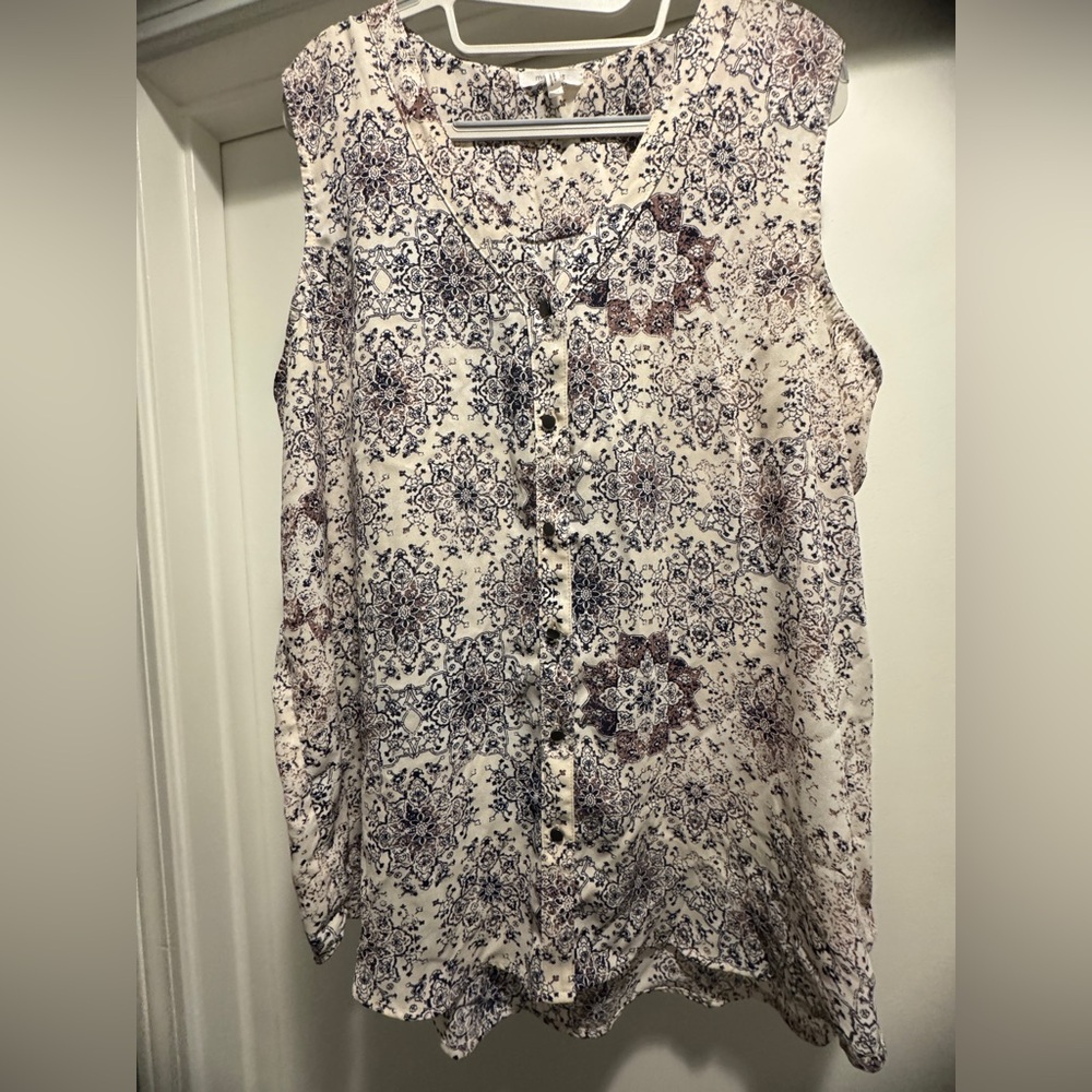 Maurices Floral Sleeveless Button-Up Top Sz XXL - Picture 1 of 4